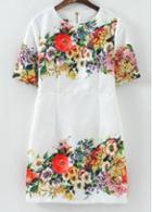 Rosewe Enchanting Short Sleeve Round Neck Mini Dress With Print