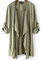 Shein Army Green Long Sleeve Asymmetrical Trench Coat