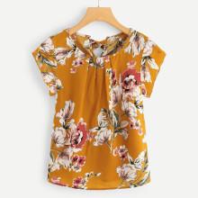 Shein Knot Back Floral Print Blouse