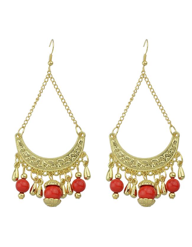 Shein Hollow Out Red Ladies Earrings