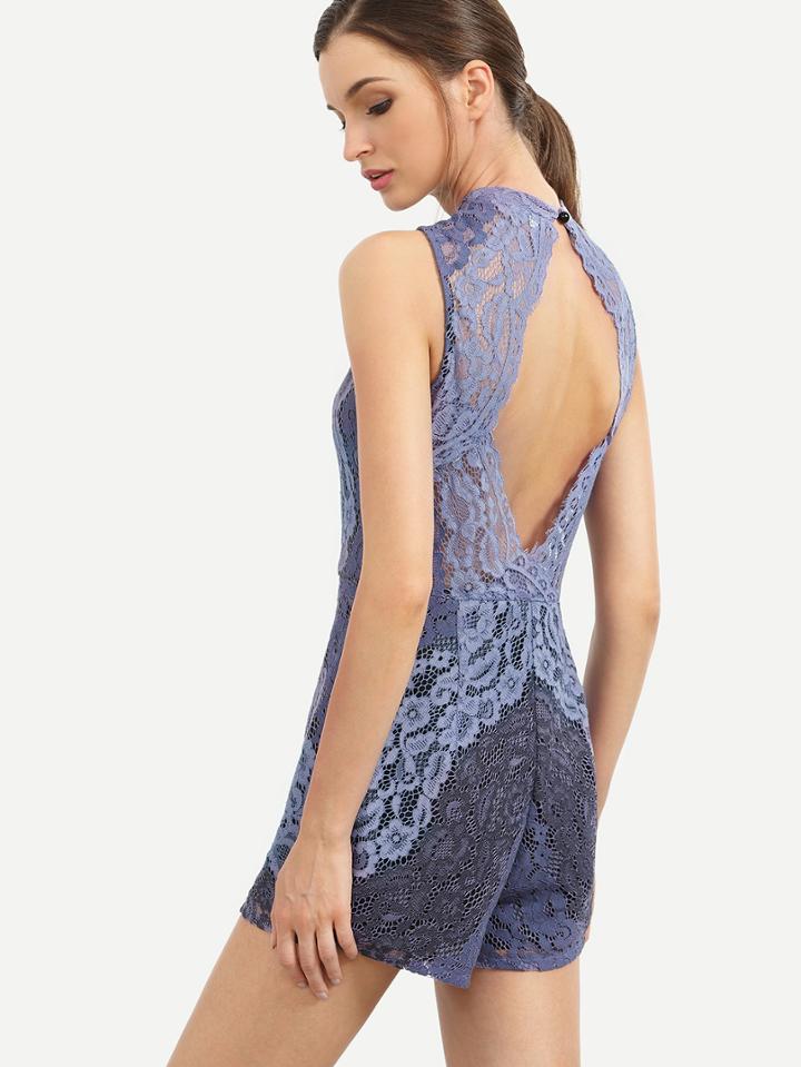 Shein Cutout Back Sleeveless Lace Jumpsuit