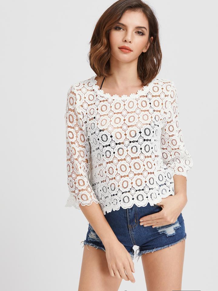 Shein Crochet Lace Hollow Out Top