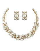 Shein Costume Jewelry Fake Pearl Women Necklace Earrings Set