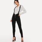 Shein Striped Shirt & Zip-fly Skinny Jumpsuit