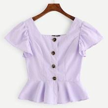 Shein Button Up Peplum Blouse