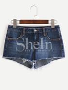 Shein Blue Low Waist Pockets Denim Shorts
