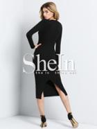 Shein Black Long Sleeve Skinny Split Dress