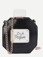 Shein Black Perfume Bottle Design Pu Crossbody Chain Bag