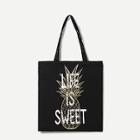 Shein Slogan And Pineapple Print Tote Bag