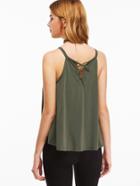 Shein Army Green Lace Up Back Cami Top