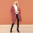 Shein Raw Hem Plaid Print Coat
