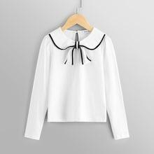 Shein Girls Contrast Binding Bow Front Tee