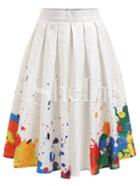 Shein Multicolor In Print Pleated Skirt