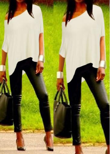 Rosewe Solid White Boat Neck T Shirt