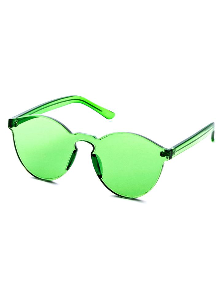 Shein Green Clear One Piece Retro Style Sunglasses