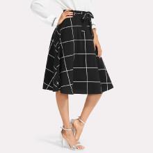 Shein Grid Flared Skirt