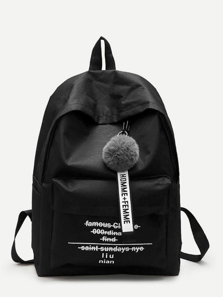 Shein Pom Pom Decor Backpack
