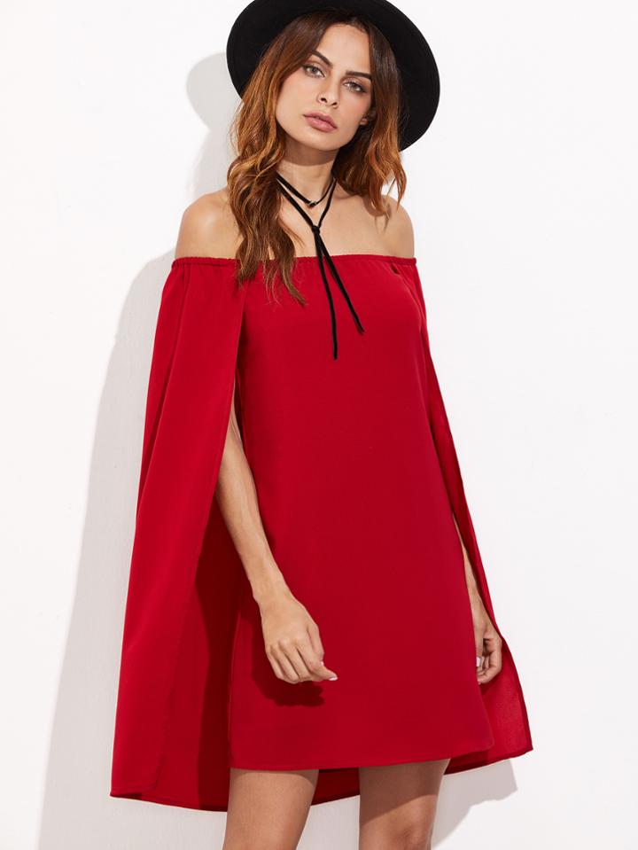 Shein Off-the-shoulder Cape Dress
