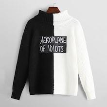 Shein Colorblock Letter Print Sweater