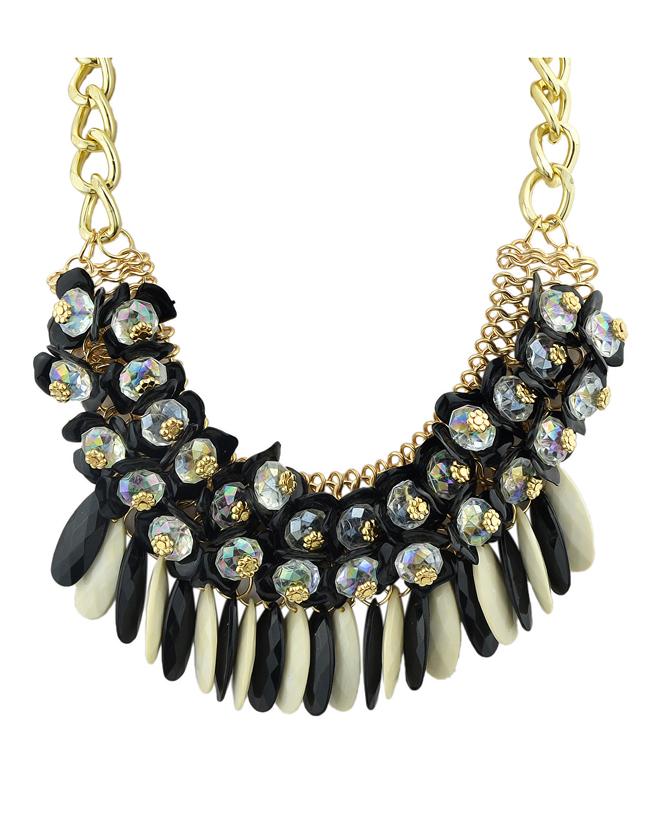 Shein Black Hanging Stone Chunky Neckalce