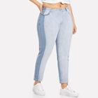 Shein Plus Two Tone Cut And Sew Jeans