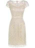 Shein Beige Gauze Disc Flowers Sheath Dress