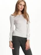 Shein Grey Scoop Neck Lace Long Sleeve Slim T-shirt