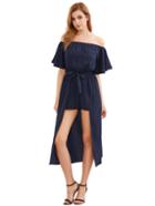 Shein Off The Shoulder Jumpsuit With Skirt Overlay
