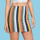 Shein Elastic Waist Striped Bodycon Skirt
