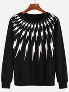 Shein Black Lightning Print Pullover Sweatshirt