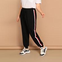 Shein Plus Striped Tape Side Drawstring Waist Sweatpants
