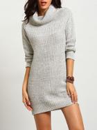 Shein Grey Turtleneck Women Basic Sweater Dress