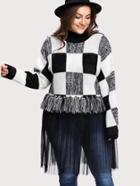 Shein Contrast Mesh Tassel Hem Gingham Jumper