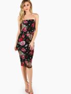 Shein Calico Print Bandeau Fitted Dress