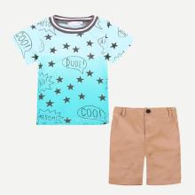Shein Boys Star Print Tee With Shorts