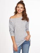 Shein Grey Boat Neck Drop Shoulder Knit Sweater