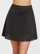 Shein Black Scalloped Laser Cutout A Line Skirt