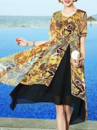 Shein Tribal Print Split Asymmetric Dress