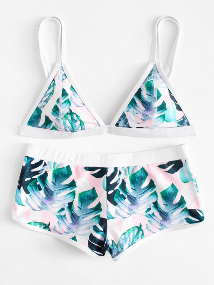 Shein Palm Print Bikini Set