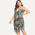 Shein Plus Tropical Print Wrap Cami Dress