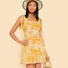 Shein Self Tie Shoulder Tropical Dress