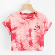 Shein Water Color Cuffed Tee