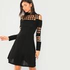 Shein Cut Out Mock Neck Solid Dress