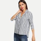 Shein Striped Button Front Blouse
