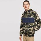 Shein Men Camo Print Drawstring Hooded Jacket