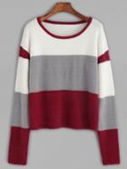 Shein Color Block Fluffy Sweater