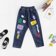 Shein Toddler Girls Letter Print Ripped Jeans