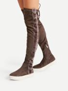 Shein Side Zipper Lace Up Suede Flat Boots
