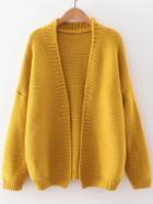 Shein Yellow Open Front Drop Shoulder Cardigan