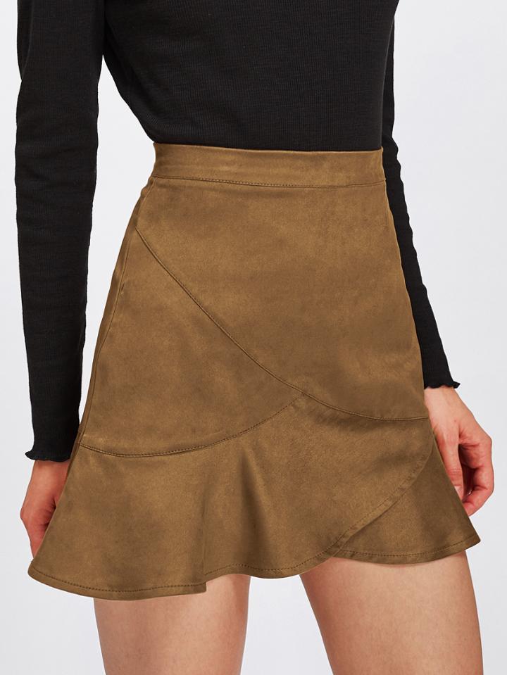 Shein Frill Hem Zip Back Skirt